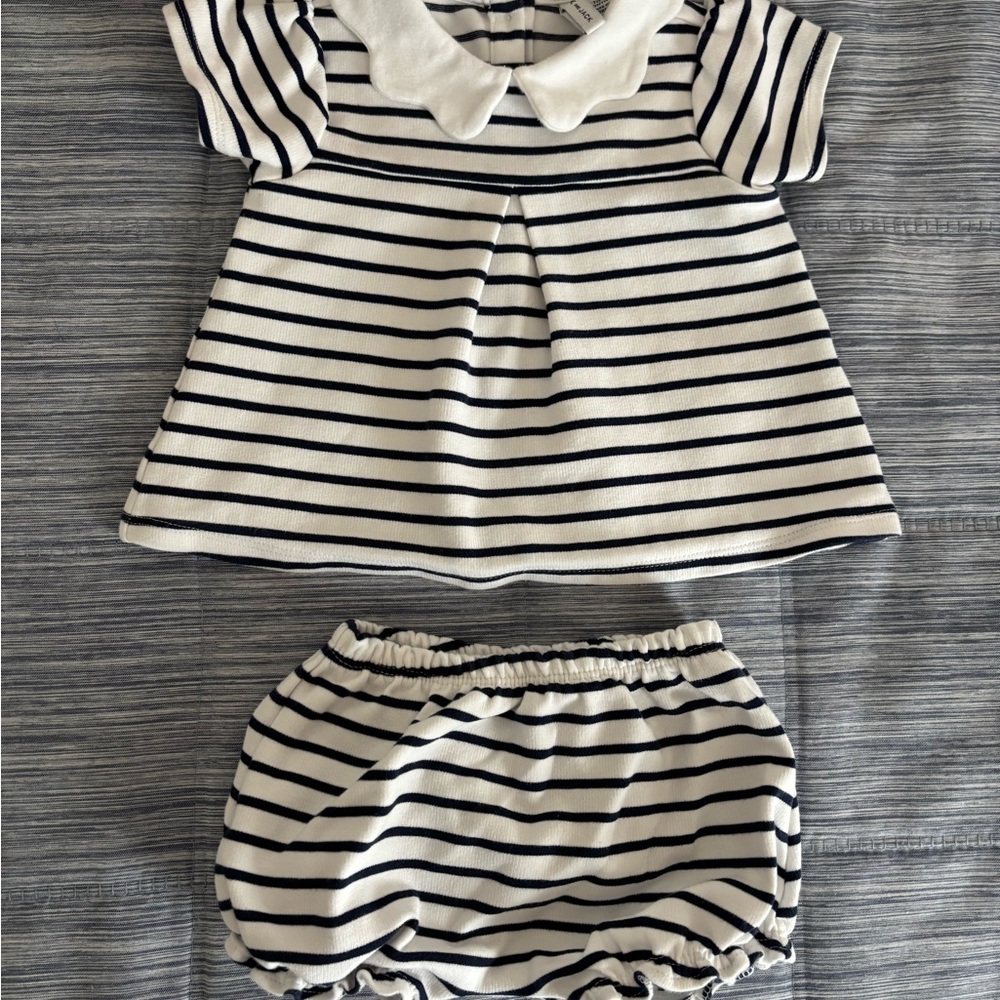 Janie and Jack Black and White Striped Matching Set